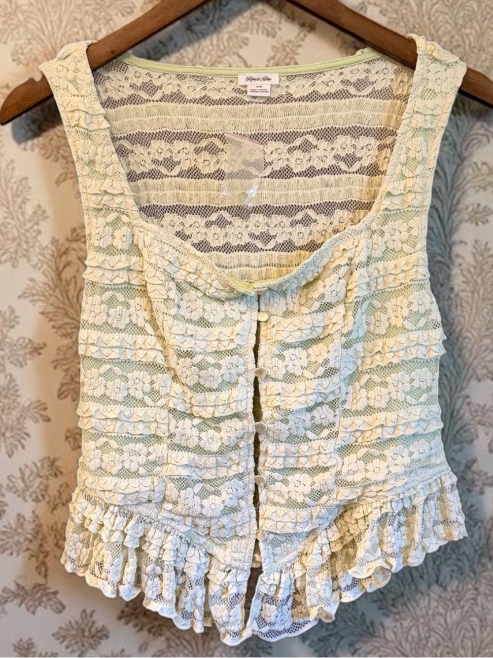 Lacy Ruffled Button-front Corset Top - Picture 7 of 7